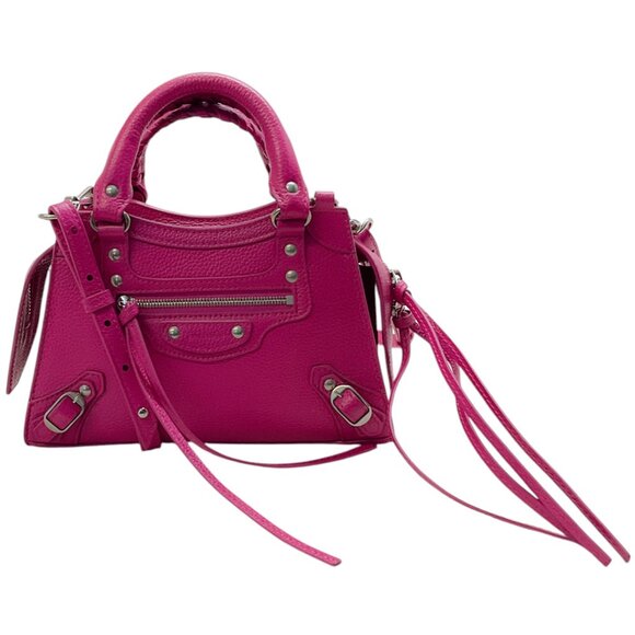 Balenciaga Handbags - Balenciaga Hot Pink Leather Mini City Crossbody Bag